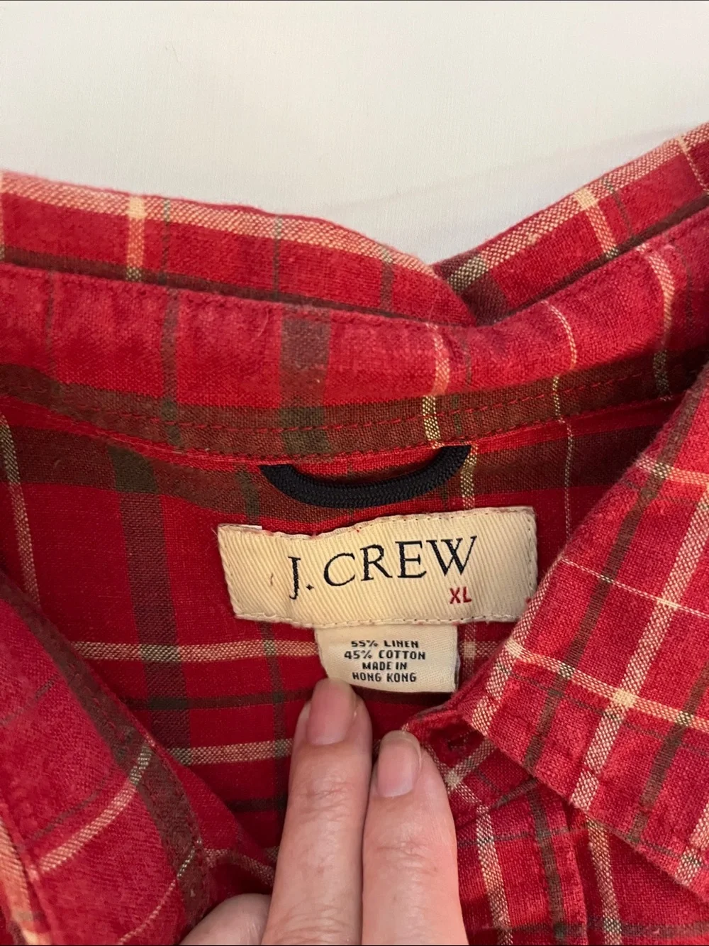 J. Crew Red Plaid Long-Sleeve Button-Down Shirt